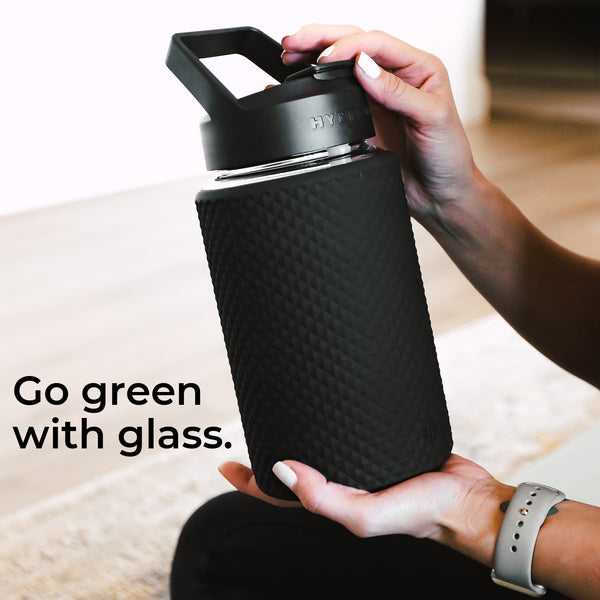 Glass Water Bottle With Silicone Sleeve and Carrying Handle