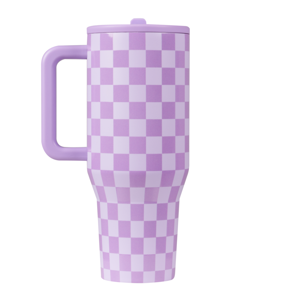 Lavender Checkers Traveler (32oz)